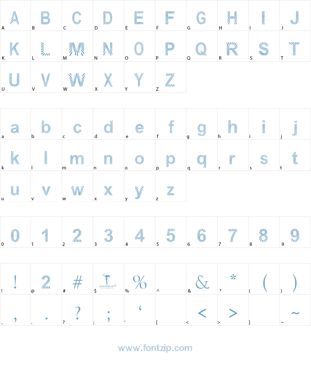 PAWLUK ZIBRA Font Character